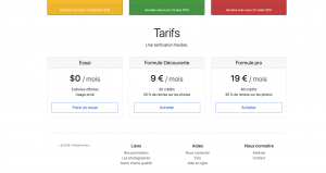 tarif du site pour les abonnements